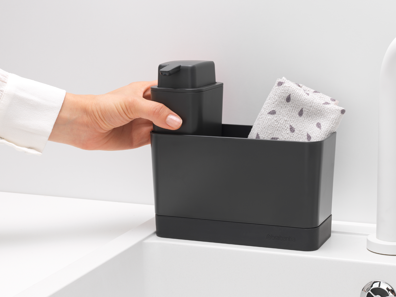BRABANTIA virtuves piederumu organizators + ziepju dozators, Dark Grey